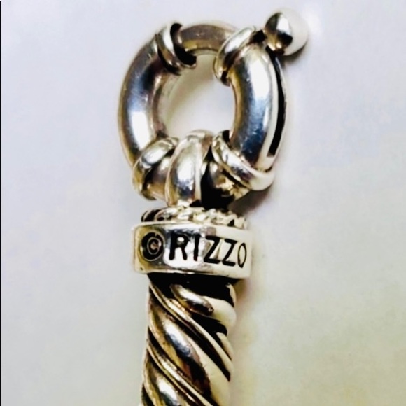 ❤️ Rizzo Sterling Silver 925 Twisted Cable Bracelet with Gold Domes - Picture 3 of 7